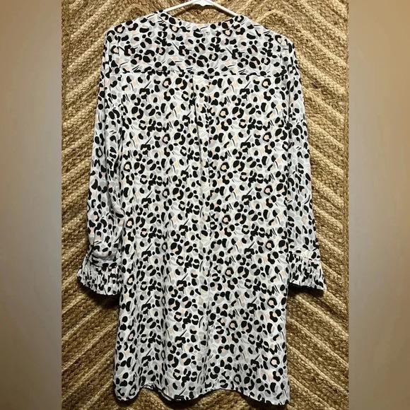 Ann Taylor Loft Women's Petite Long Sleeve Animal Print Mini Dress, Size Small - Picture 2 of 11